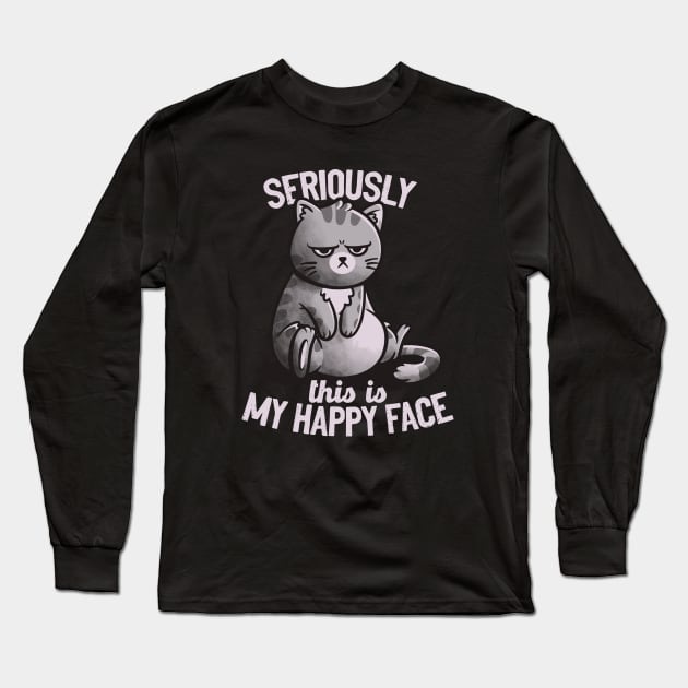 This Is My Happy Face Cute Funny Cat Gift Long Sleeve T-Shirt by eduely